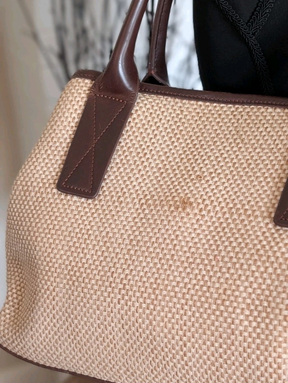 Adolfo Dominguez Stylish, High Quality Brown Woven & Leather Handbag/Purse - Picture 9 of 12
